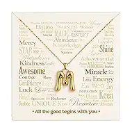 Stainless Steel Initial Necklace, Waterproof 18K Gold Plated Necklace, Non-Tarnish Chunky Monogram Jewelry Gifts for Women, Mothers Day Gift