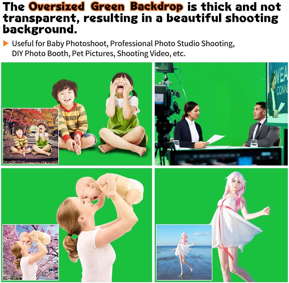 Green Screen Backdrop 10 x 20 ft, Photography Greenscreen Background for Streaming, 3 x 6M Photo Studio 100% Pure Polyester Collapsible Green Backdrop Background for Video Recording