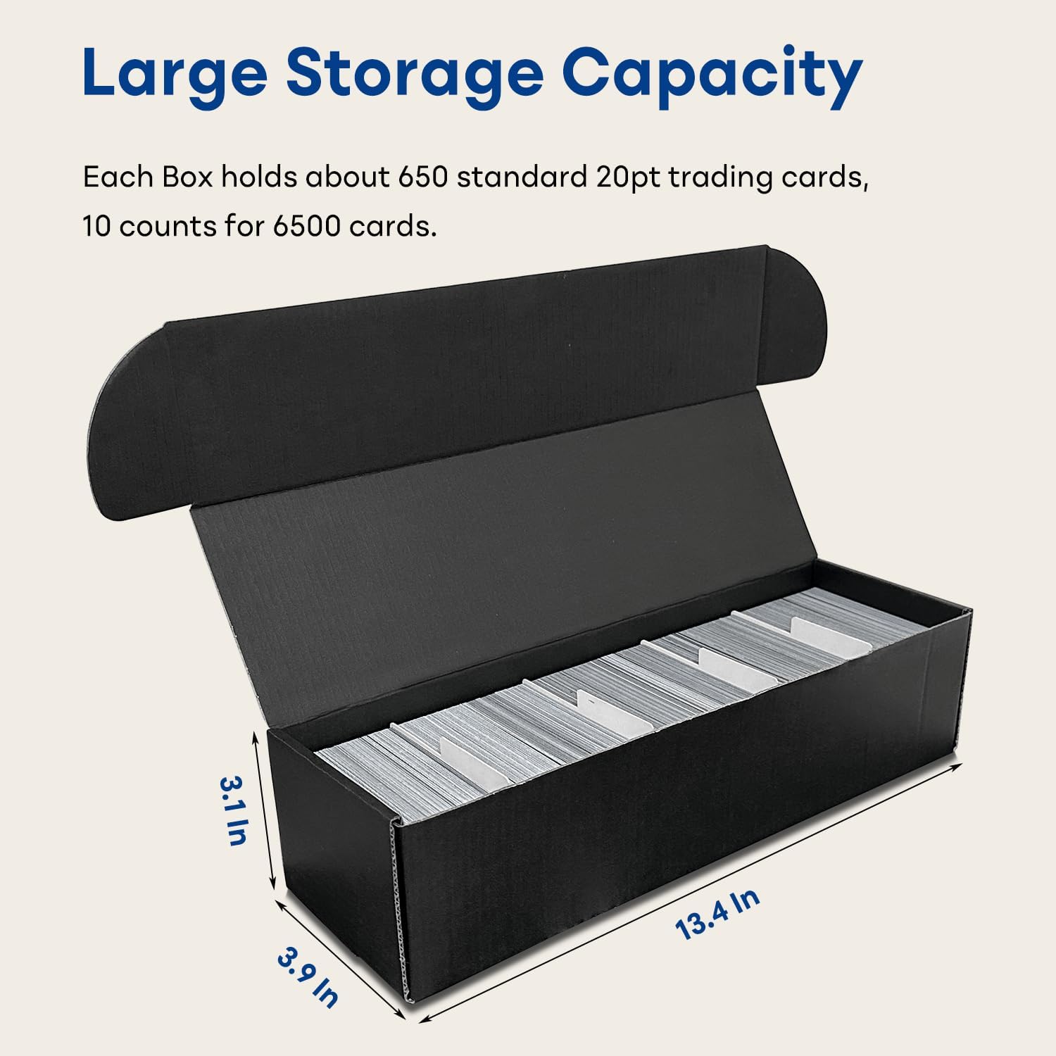 Fageverld Trading Card Storage Box with Dividers, 10 Count Cardboard Collector Boxes for Sports Baseball Mtg, Black