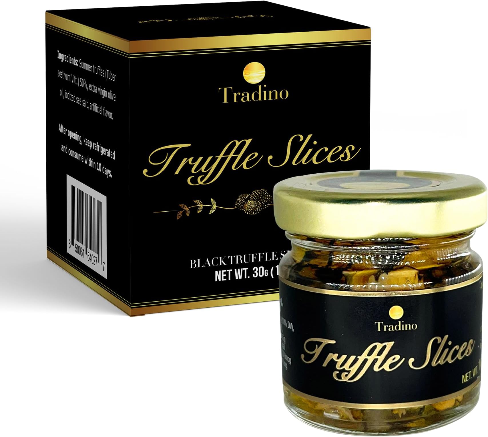 Greenfit Premium Tradino Black Truffle Slices, Fresh Black Truffle Carpaccio, Luxury Gourmet Finish, Ideal for Highlighting Plates, 30g, 1 Oz