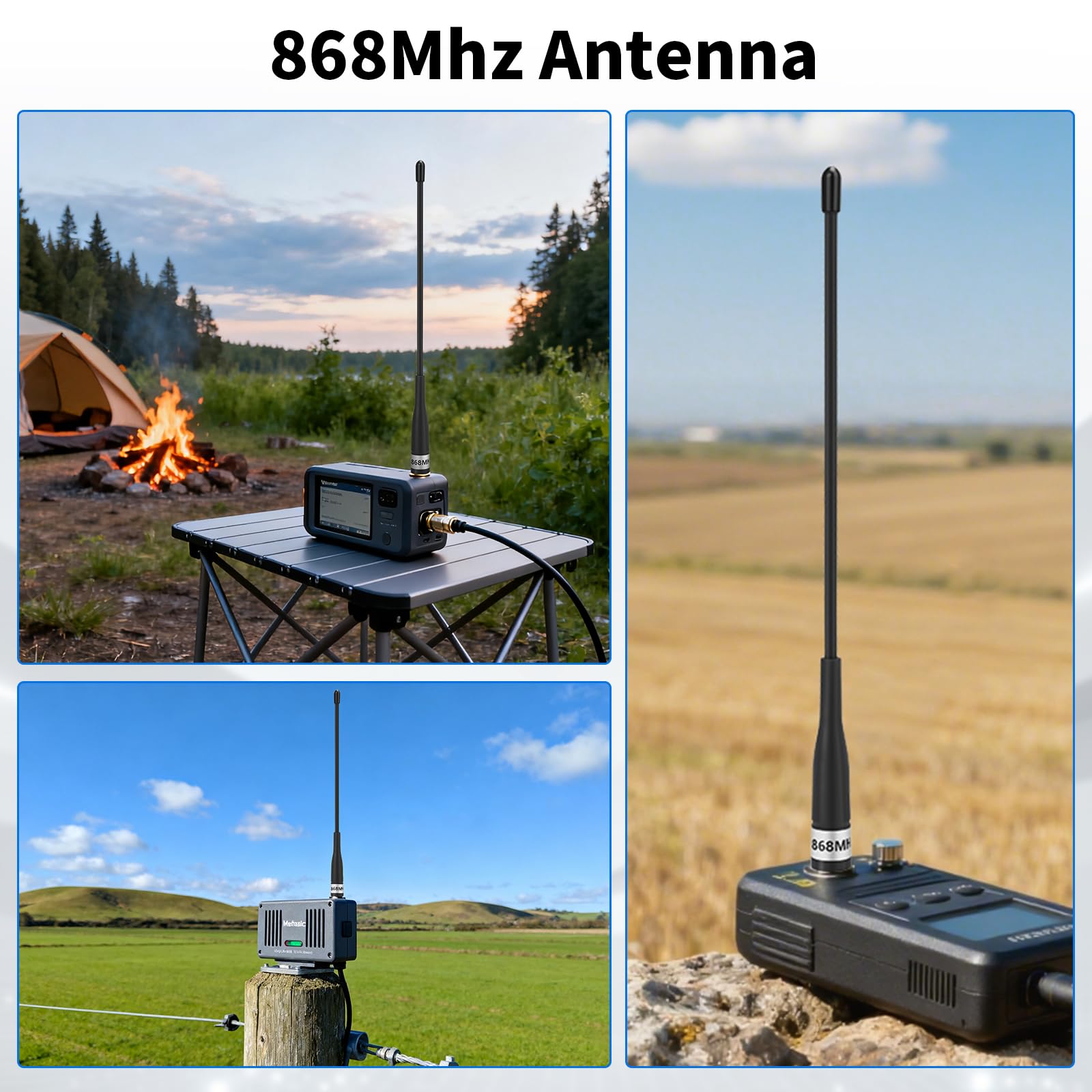 1 antenna LoRa da 868 MHz, guadagno 10dBi per antenna a frusta morbida a lungo raggio Meshtastic 40 cm Omni SMA maschio con cavo di prolunga nero