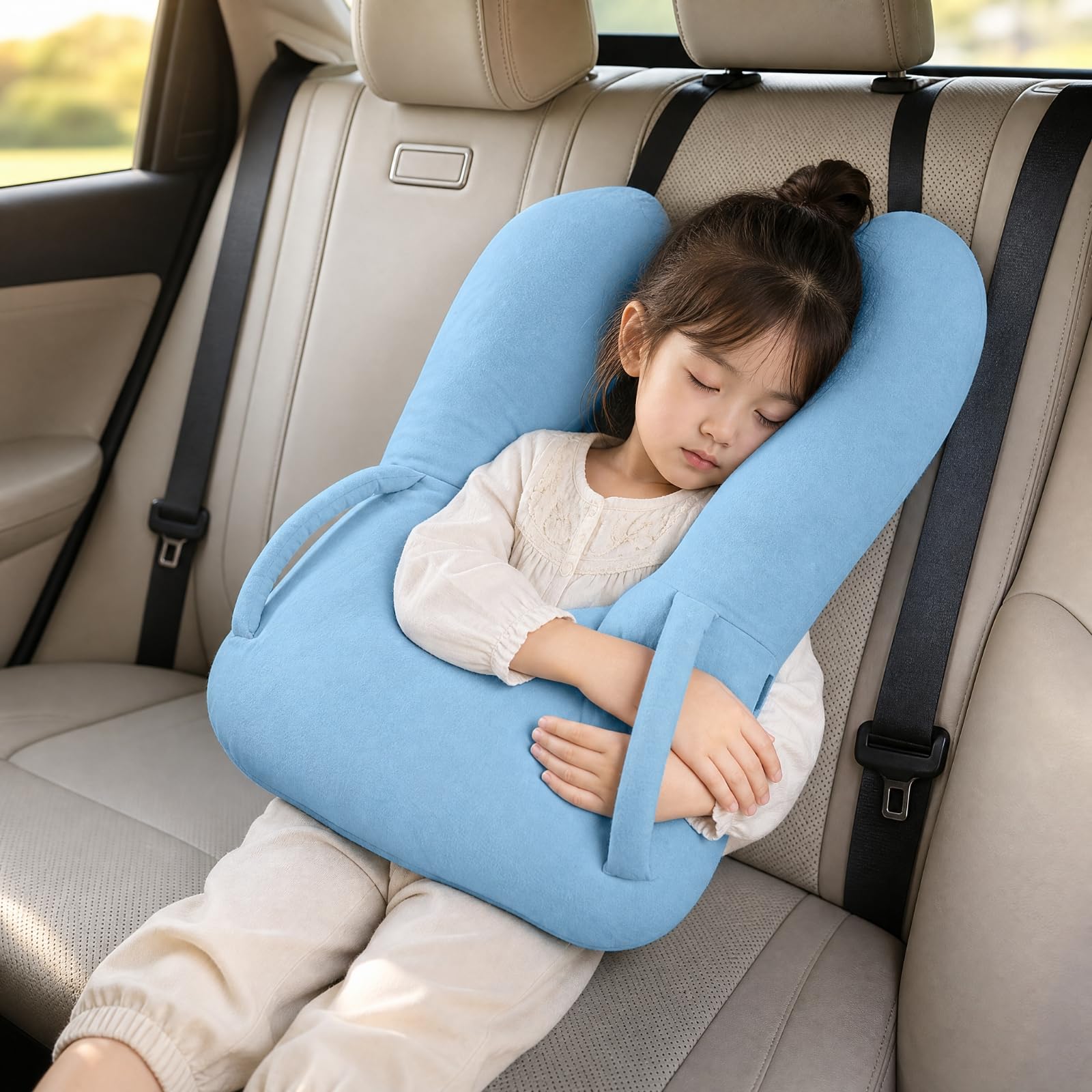 F Fityle Soporte Cervical Infantil Envolvente Cojín Viaje para Niños, Siestas en Coche, Viajes por Carretera, Trayectos Diarios, Gris, Tipo U