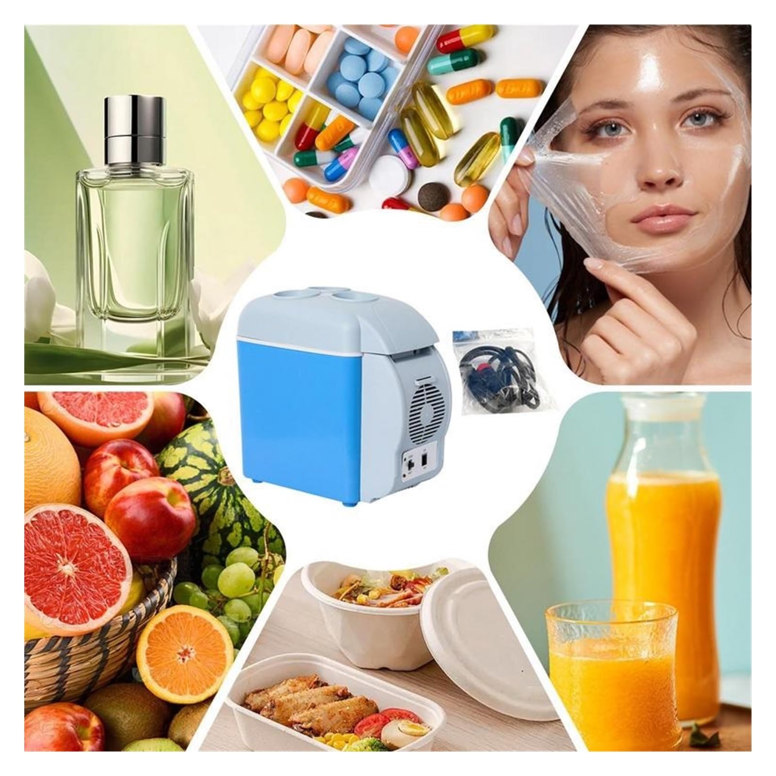 Mini refrigerador portátil for Coche de 7,5 l, 12 V CC, enchufable, Doble Modo, for Frutas