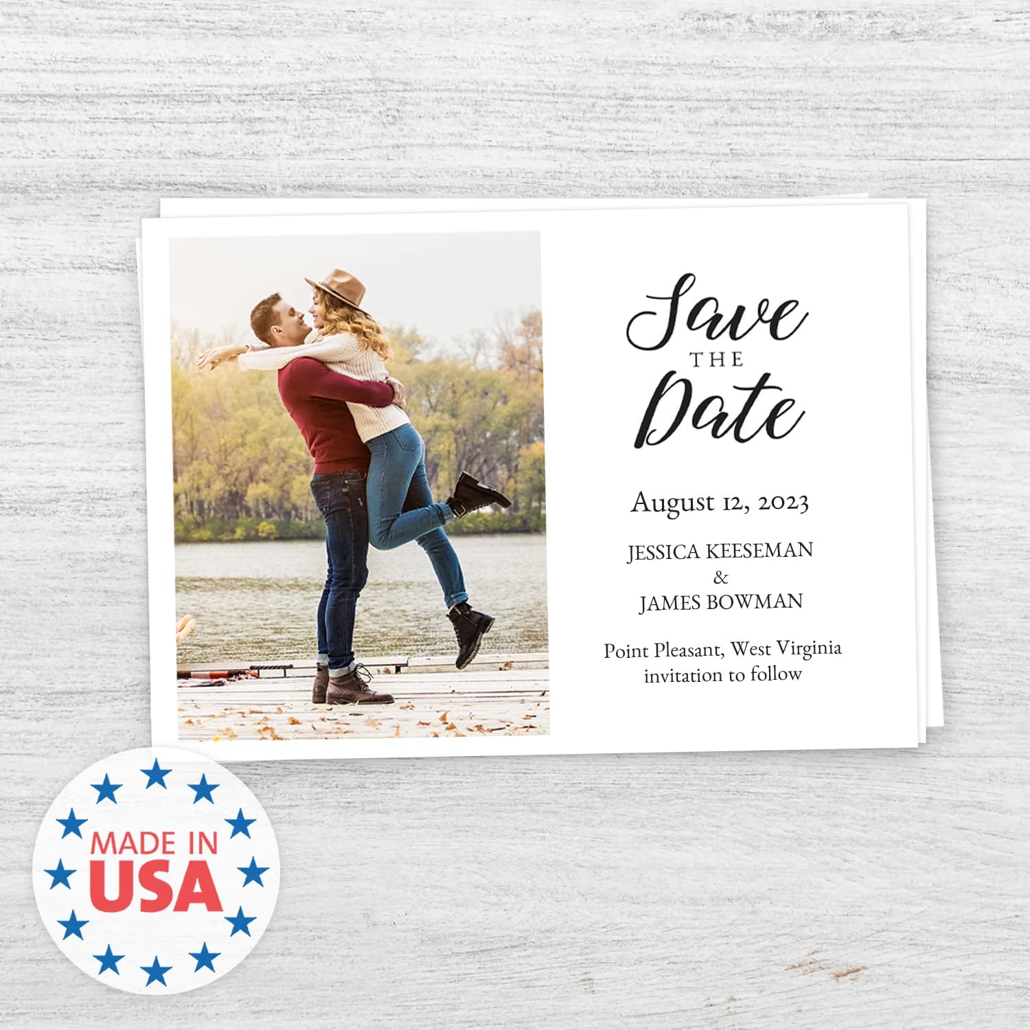 Personalized Save The Date Photo Cards / 25 Custom Engagement Announcements With White Envelopes / 5" x 7" Modern Wedding Notice Cards/Made In The USA