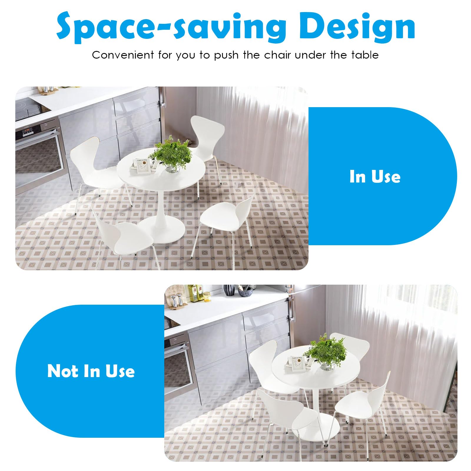 Table de salle à manger ronde moderne avec plateau rond et socle sur pied 80 cm, table de cuisine tulipe pour salle à manger Blanc