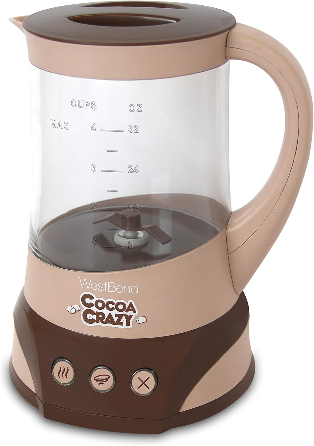 West Bend CL50032 Cocoa Crazy Hot Drink Maker for Instant Chocolate Coffee and Tea with Perfect Temperature Feature, 32-Ounce, Brown