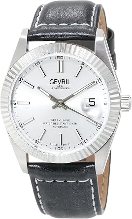 Gevril Mens West Village Automatic Watch, Genuine Italian Leather Strap