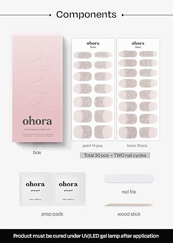 Miniatura 6 de ohora Tiras de uñas semicuradas (N Starlight French)  Funciona con cualquier lámpara UVLED, calidad de salón, larga duración, fácil de aplicar y