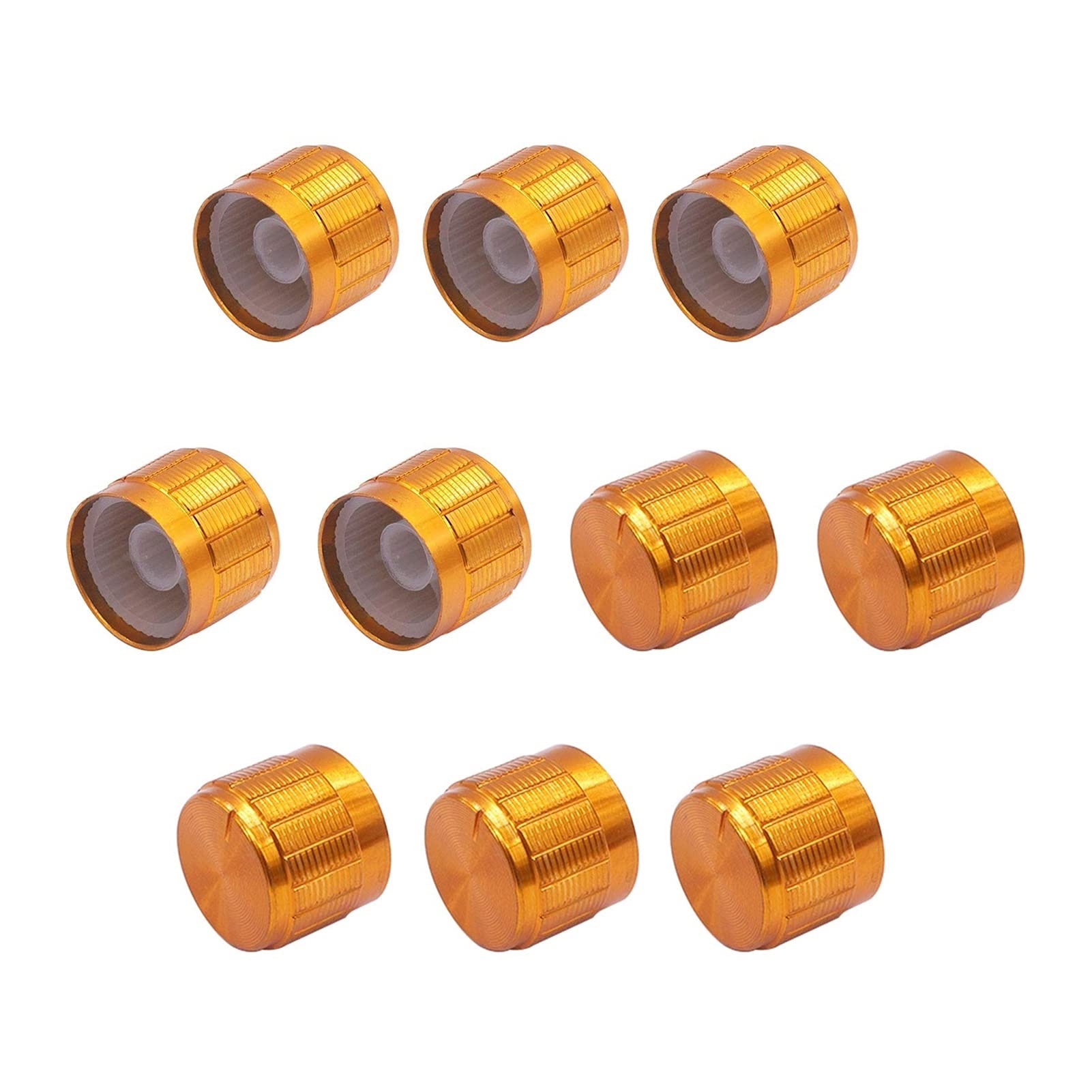Boutons de commande moletés 6 mm dorés pour potentiomètre audio 21x16 mm