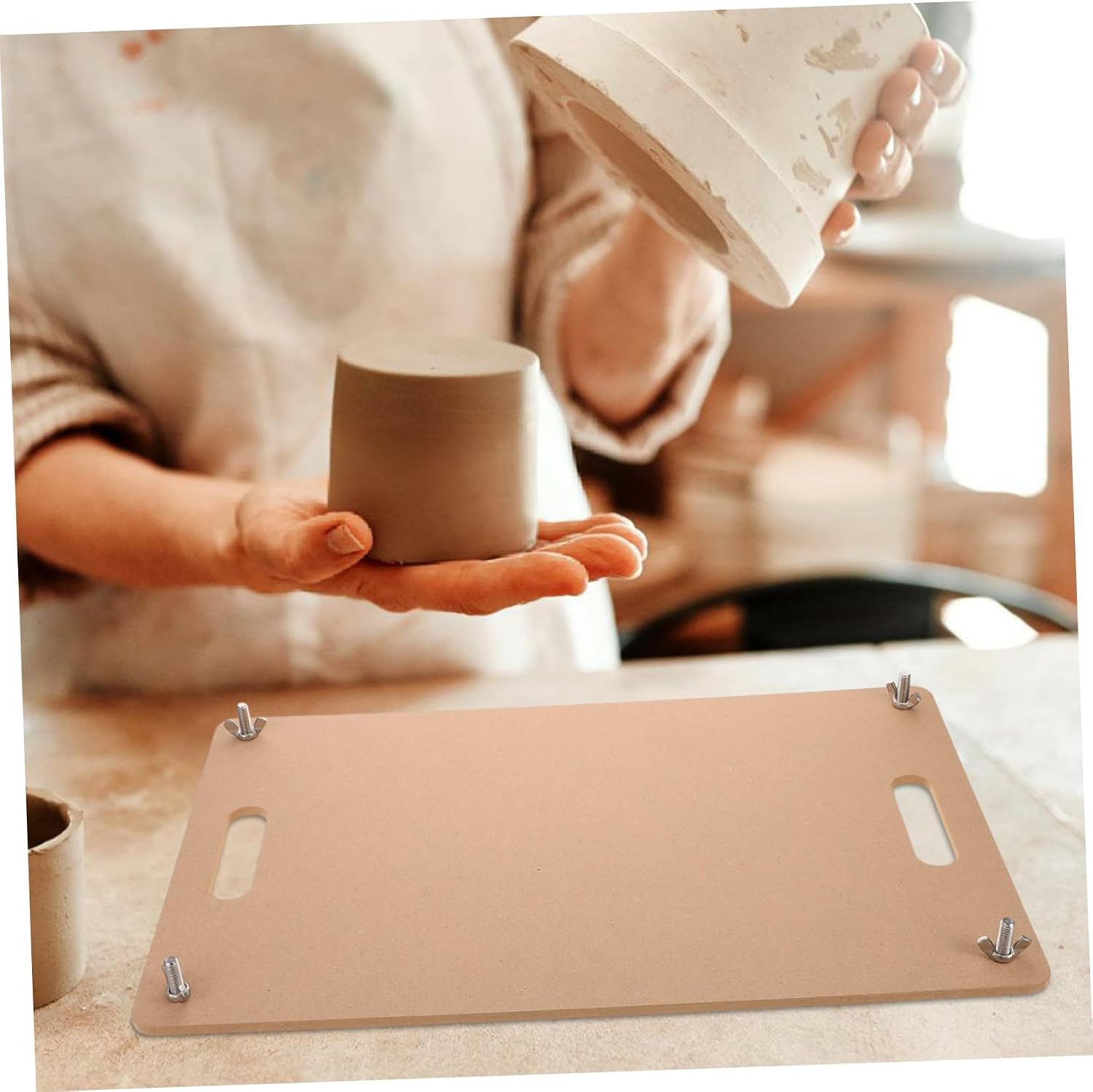 ARTIBETTER Clay Wedging Board with Built Handle Portable Crafting Tool for Precision Clay Rolling and Sculpting for Pottery and DIY Ceramics Projects Large