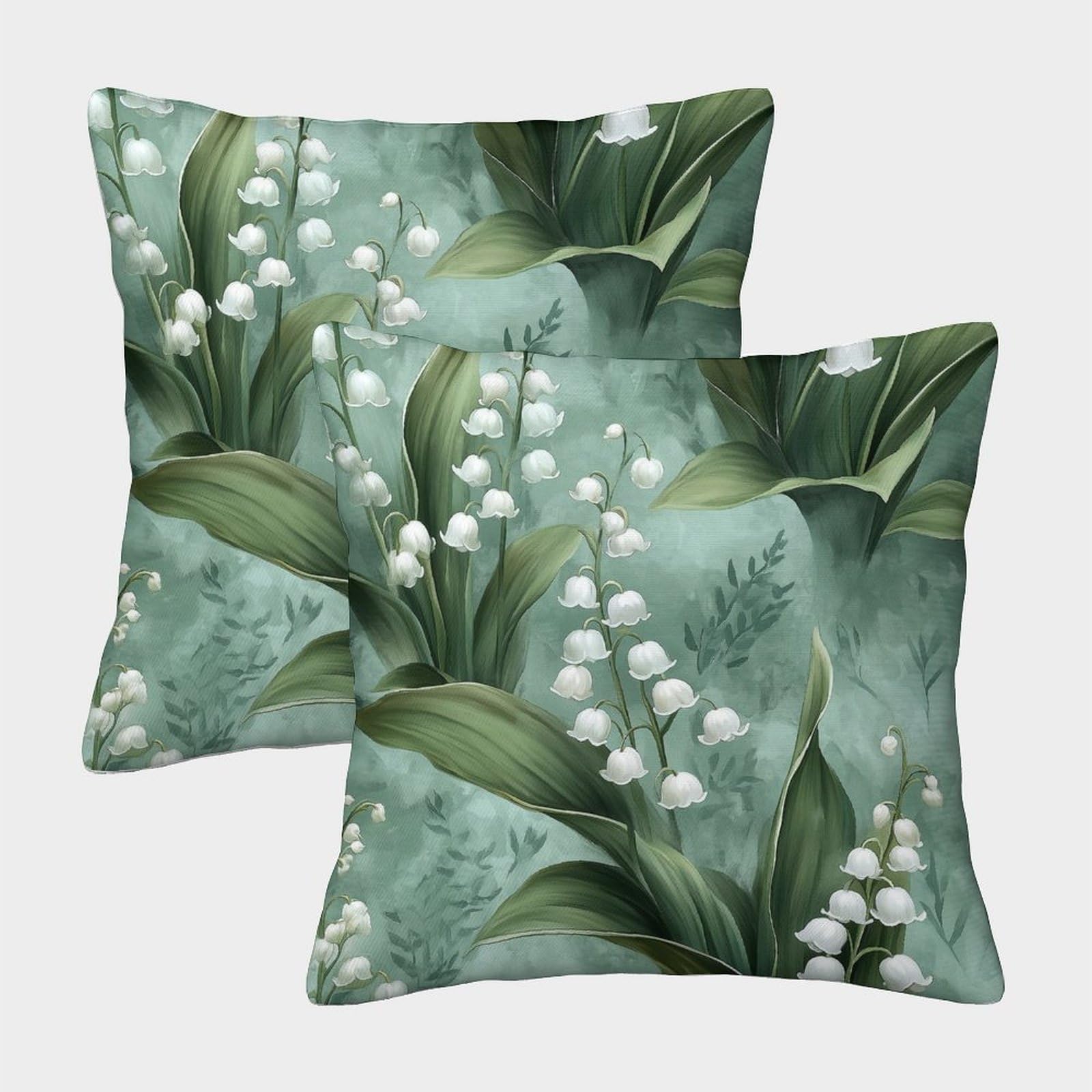 kaiyun 2 Pack Watercolor Lily of The Valley,Delicate Flower Personalised Cushion Cover Home Sofa Decoration 40x40cm Pillow Covers