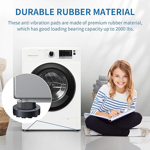 Miniatura 5 de Almohadillas antivibración para lavadora con fuerte ventosa de absorción, paquete de 8 estabilizadores de goma antideslizante para lavadora y