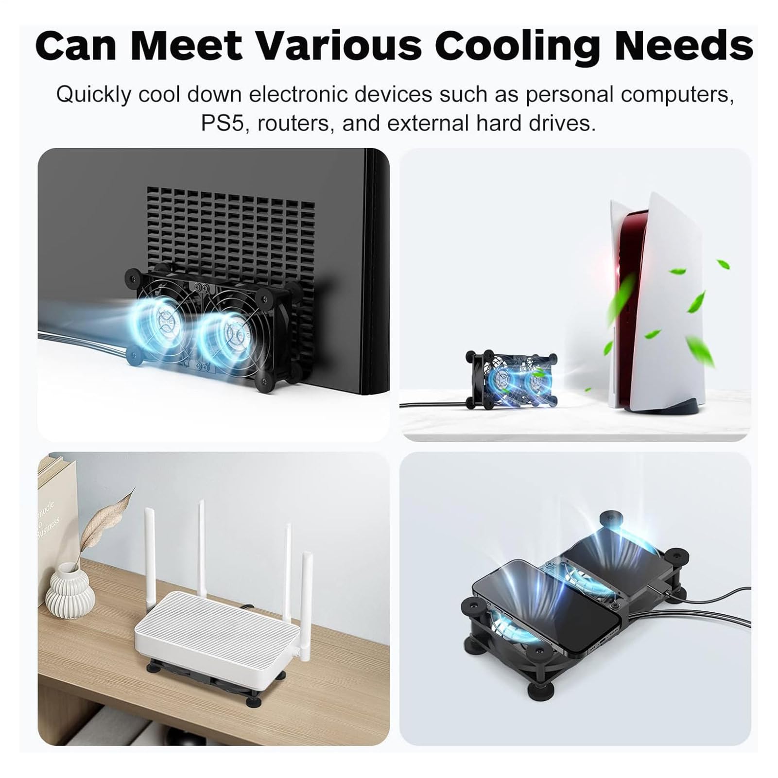Ventilador De Enfriamiento USB - Ventilador De Enfriamiento De La De Enrutador, Ventiladores De Gabinete De Alto Flujo De Aire | Fuerte Blower USB Powered Fans For Laptop TV Box Router Cooling's