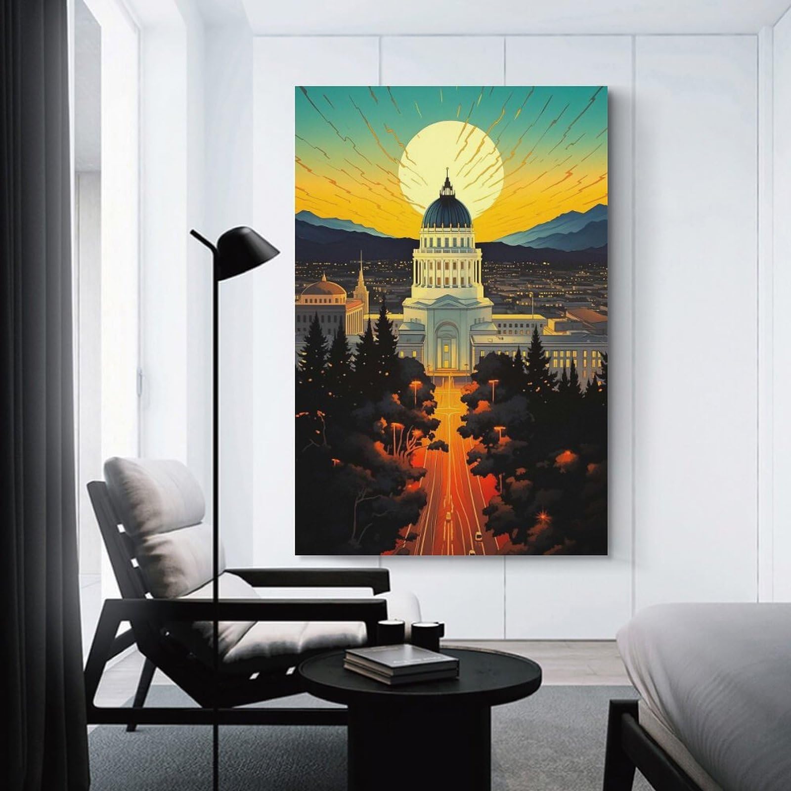 Junmoney California State Building Decorative Wall Artwork 12x18inch(30x45cm), for Home Lounge, Bedroom Or Reading Nook, Easy Decor for Gallery Walls