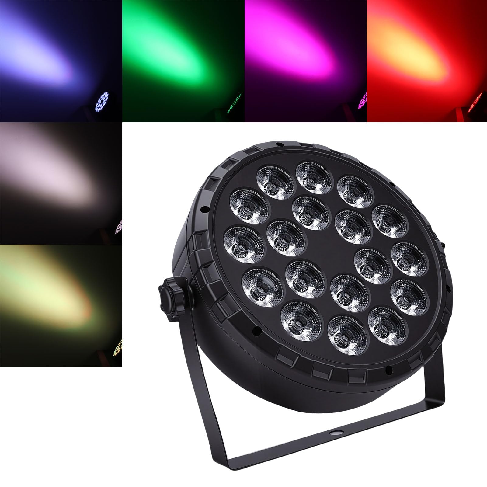 Fafeicy Luce par a LED da 60 W, Luce da Palco RGBW con Telecomando, 18 LED 4 in 1 per Attrezzatura DJ per Matrimoni, Lampada per Feste Attivata Dal Suono con Angolo del Fascio di (Spina UE 220V)