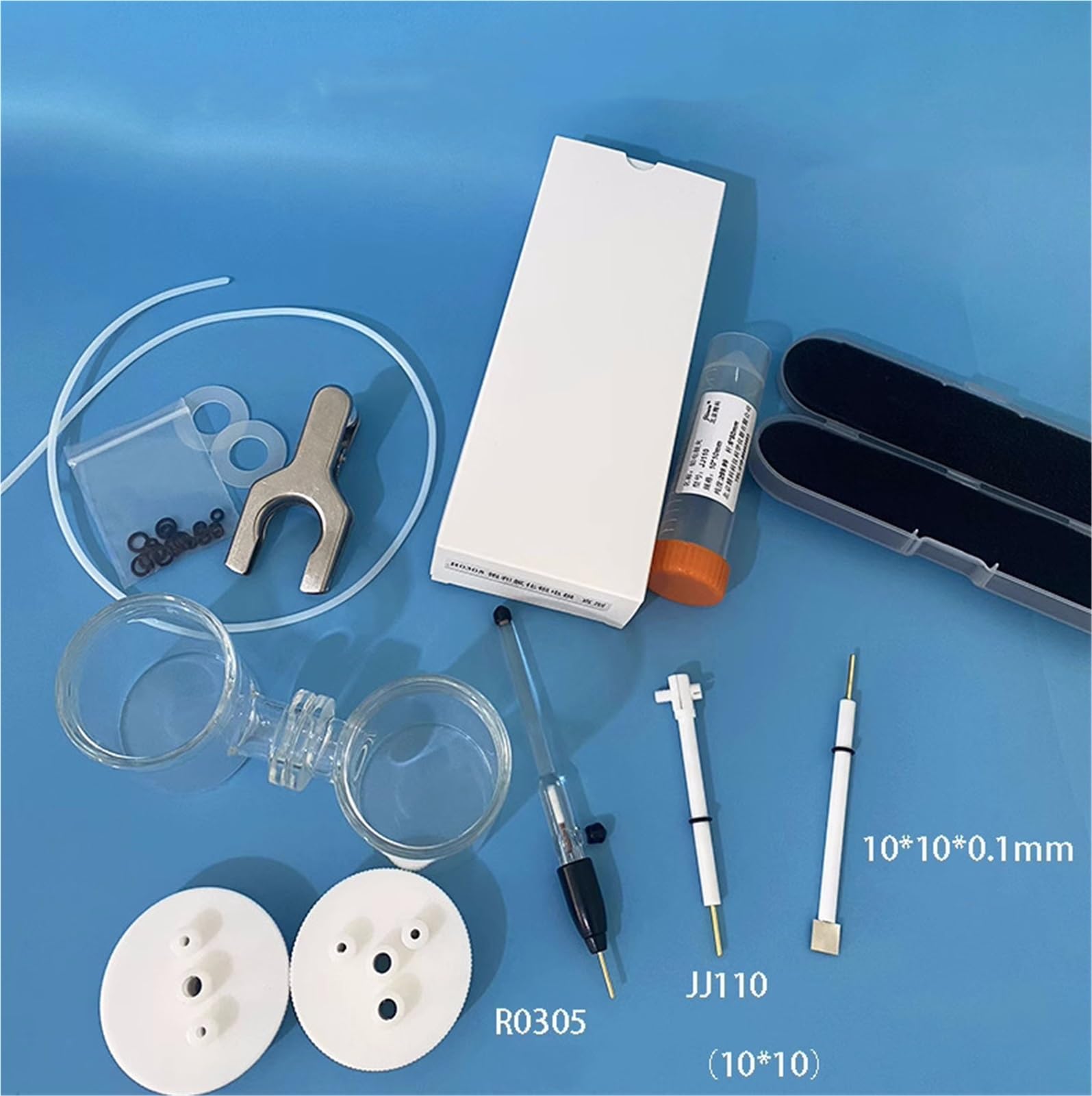 Electrochemical Three-Electrode System: one Set of H-Type Sealed electrolytic Cell+Three electrodes(300ml)
