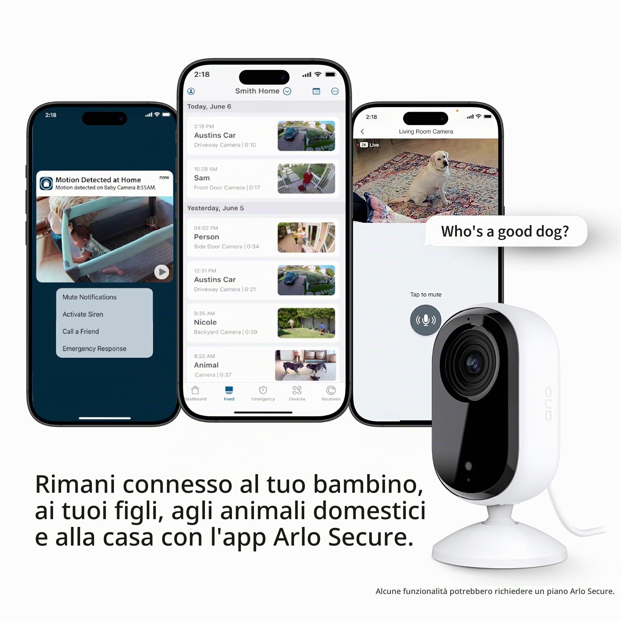 Arlo Essential Security Camera 2K | Indoor Only| 2nd Gen | Baby Monitor & Pet Camera | Wired Automated Privacy Shield, 2-Way Audio, Night Vision, Live Stream, Motion Alerts & Notifications White,1 Cam