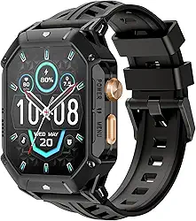 HAYLOU IRON N1 Relógio Inteligente Militar para Homens,Bateria com Duração de 100 Dias (850 mAh),Tela AMOLED HD de 2,01'，Bluetooth Telefone Chamada Smartwatch，5ATM à Prova d'água,Assistente de Voz,100+ Modo Esportivo