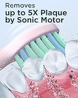 Vista 70 de Rtauys - Cepillo de dientes eléctrico y sónico M5 para adultos y adolescentes, con 8 cabezales de cepillo, de alta potencia, con estuche de viaje, 3