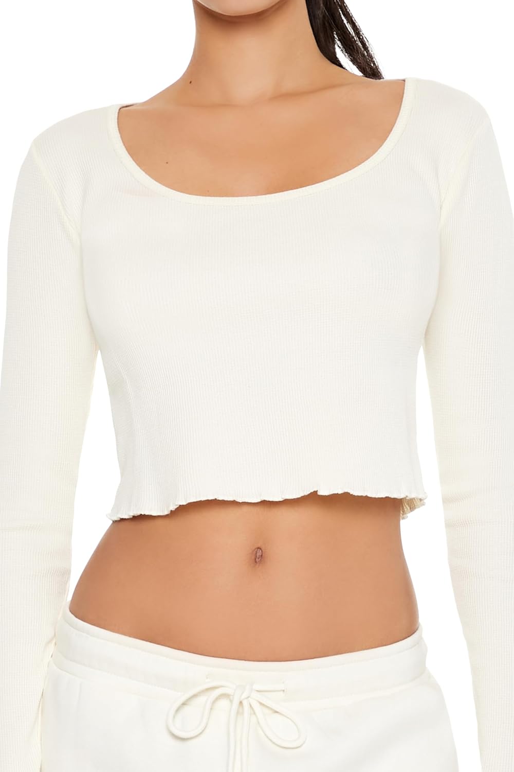Forever 21 Womens Lettuce-Edge Thermal Crop Top - Image 3