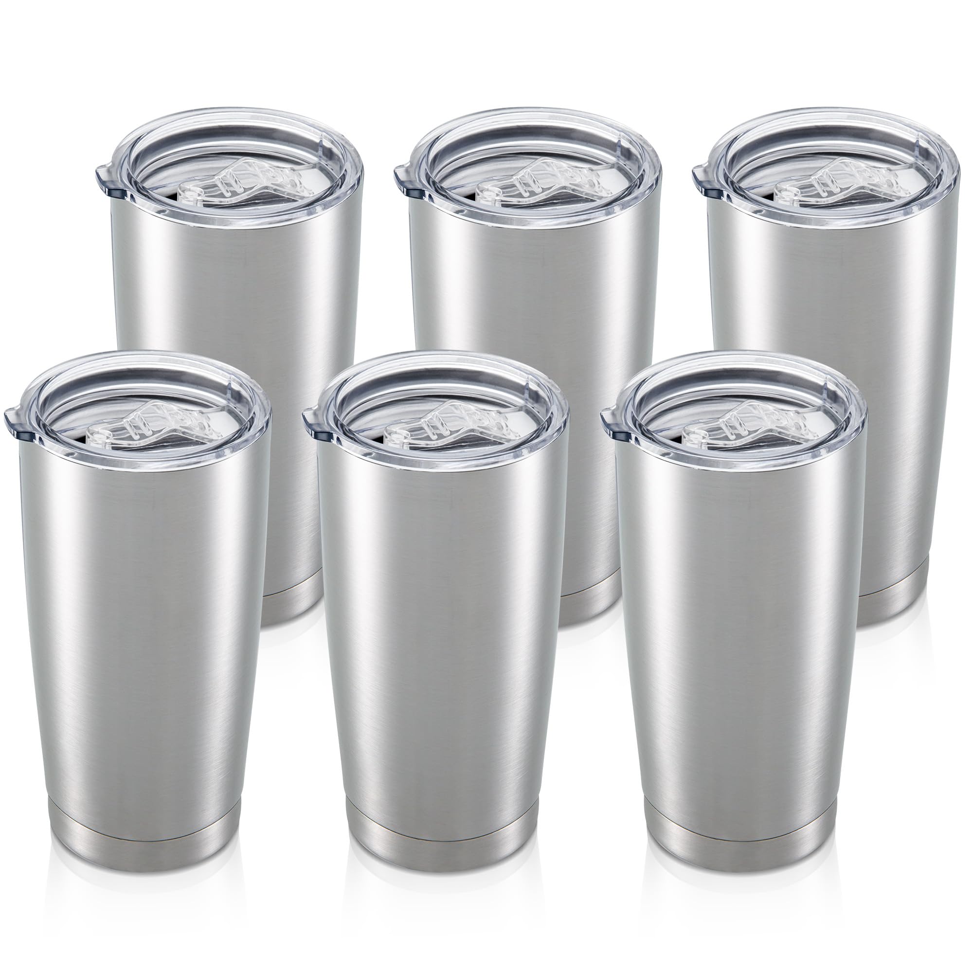 20oz Tumbler Bulk with Lid Stainless Steel Tumblers, 6 Pack