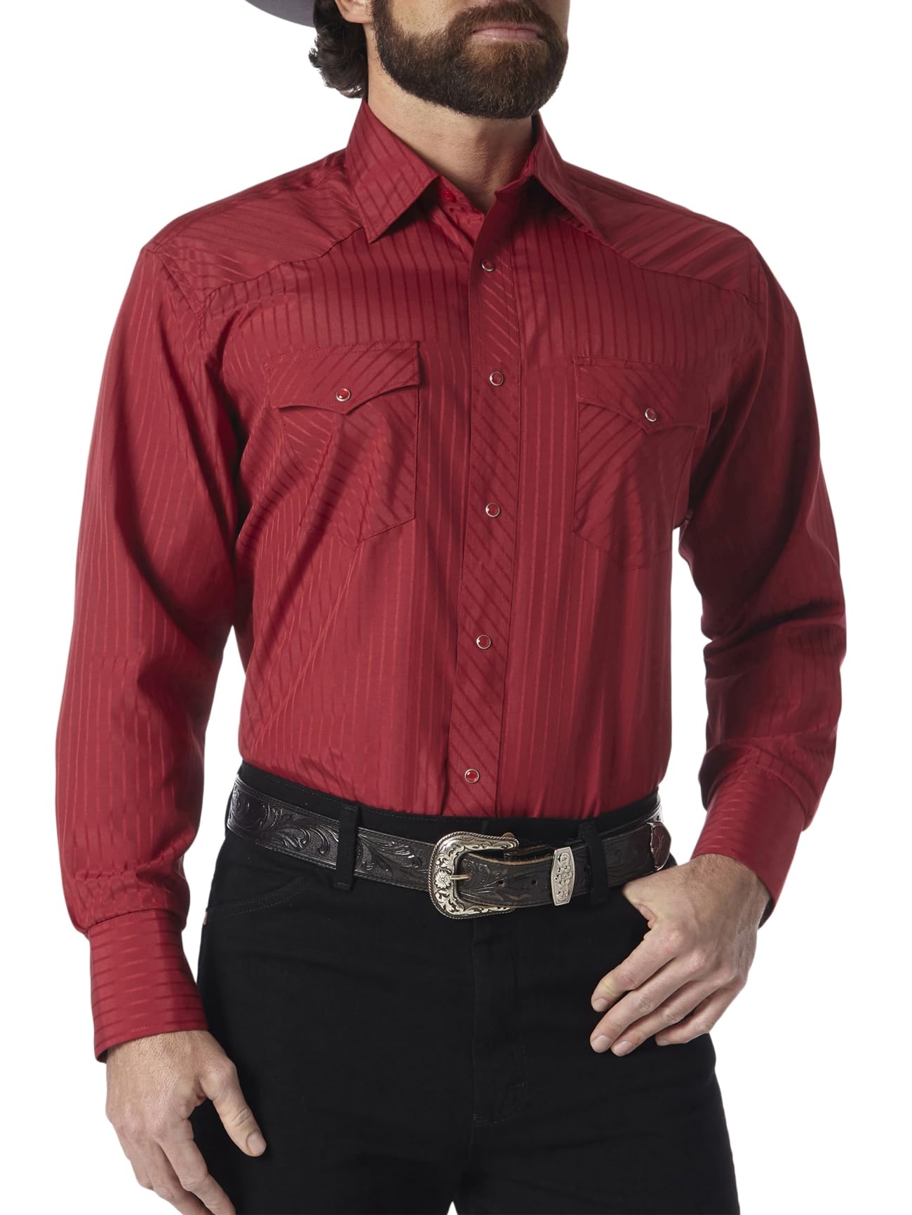 Wrangler Mens Sport Western Two Pocket Long Sleeve Snap Shirt