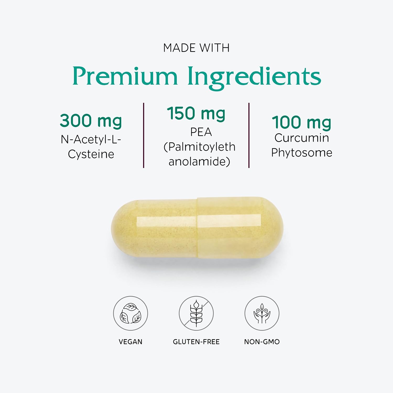 Vitanica NAC-Pea Extra - Pelvic Health Supplement with Pine Bark Extract & Green Tea - Antioxidant-Rich Supplement with Quercetin & Curcumin - Vegan - 90 Capsules