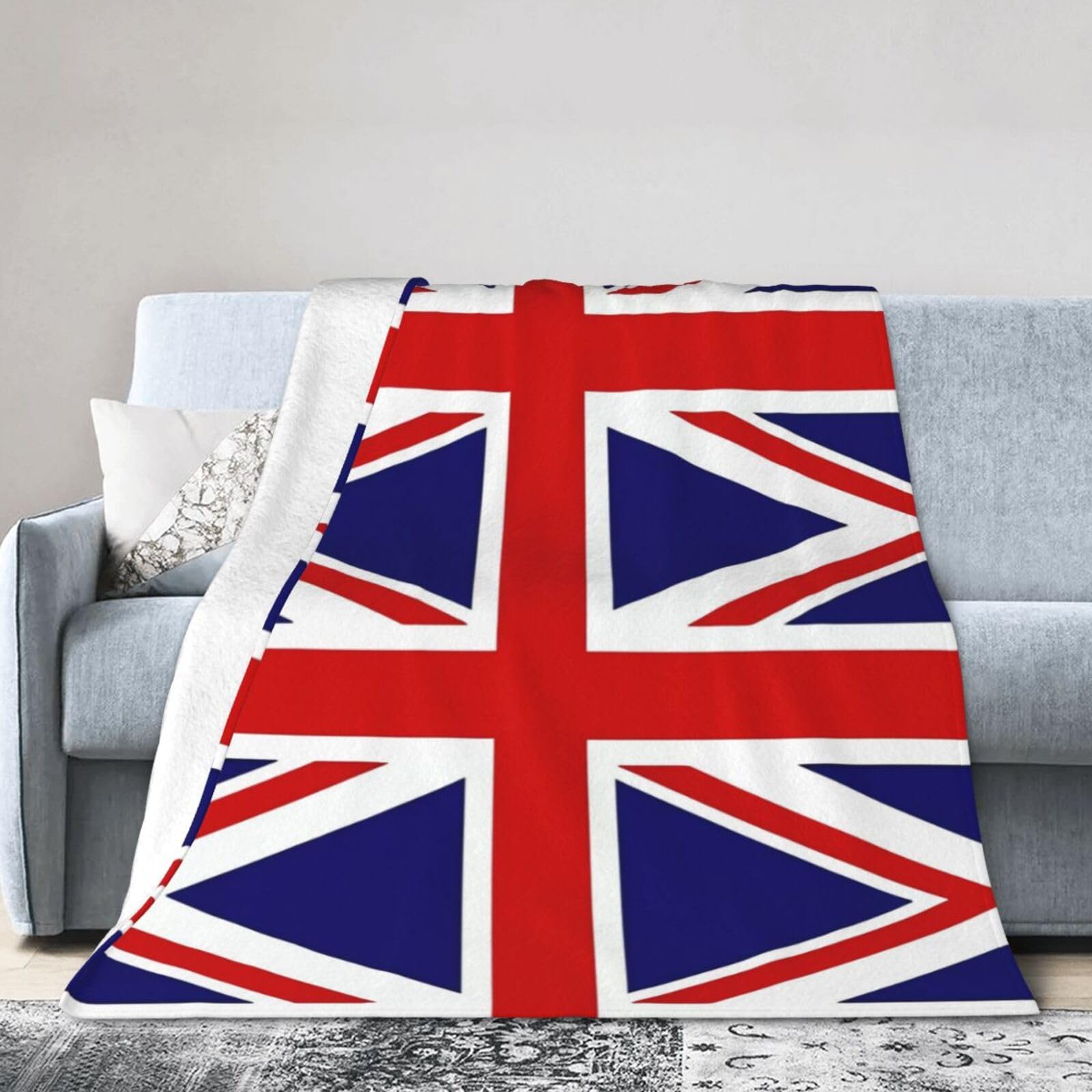 UK Flag 80"x60" Fleece Blanket, Full Size, Super Soft, Suitable for Bed, Sofa, Camping, All Seasons
