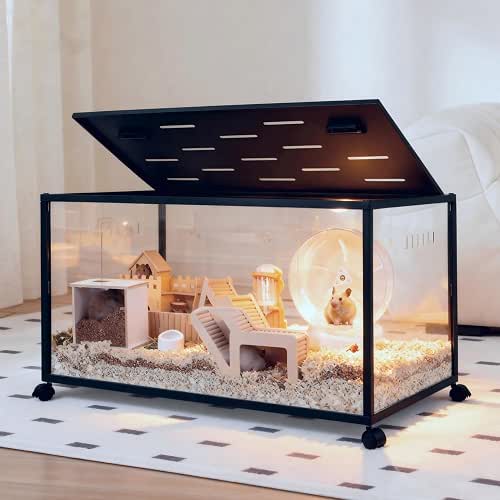 Hamster Cage, 360-Viewing Metal Rat Cage, Chewproof, Stackable Large Cage