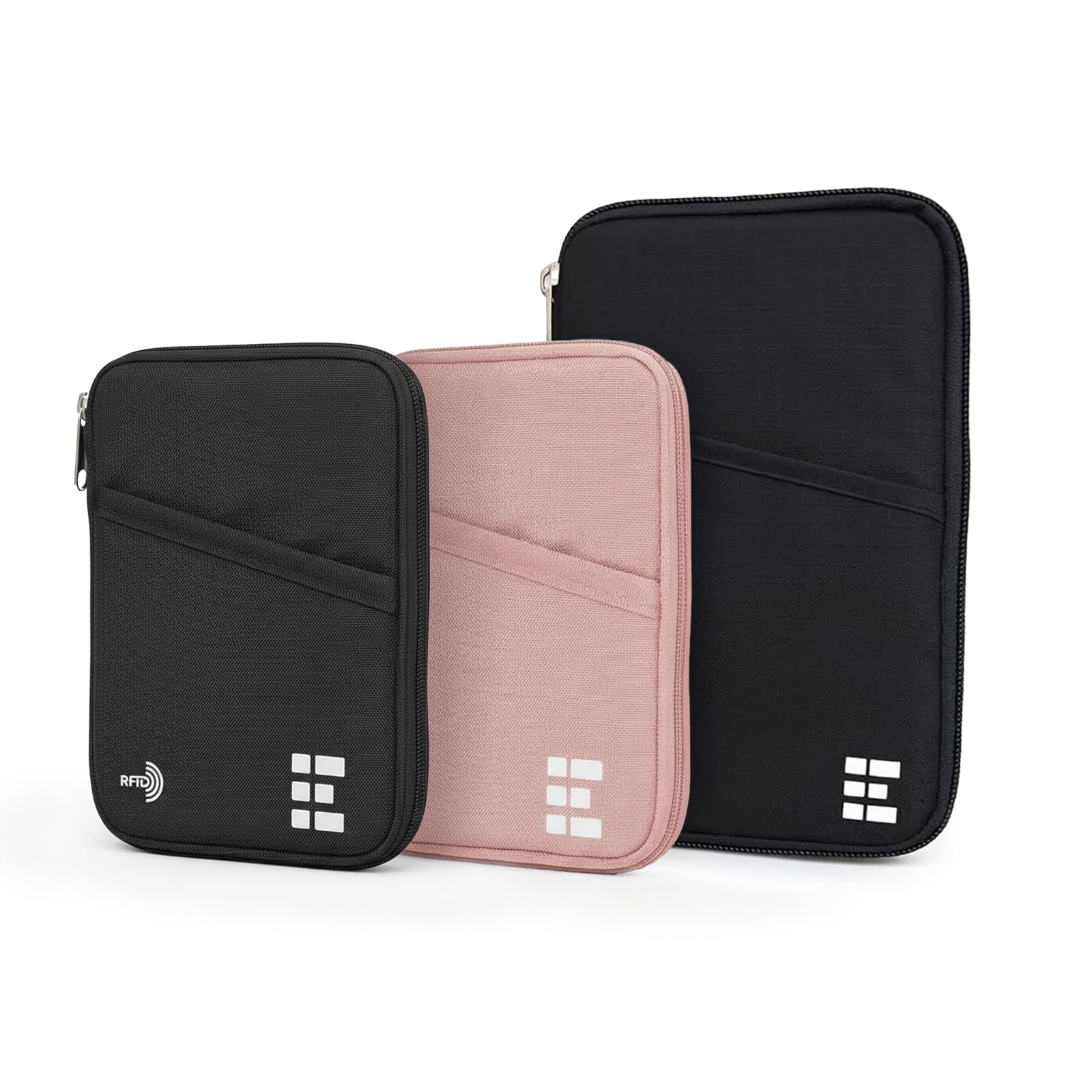 Amazon.com | Zero Grid RFID Family Passport Holder for up to 6 Passports, Large Zippered Wallet for Men & Women, Fits Cards, Cash, ID, Sim Card, AirTag; Premium & Compact Travel Document Holder - Midnight Black | Passport Wallets