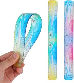 Grevosea 2 Pieces Rulers for Kids, Flexible Ruler Plastic Ruler 12 Inch Ruler with Centimeters and Inches Soft Bendable Ruler Shatterproof Straight Edge Ruler for School Classroom Office (Blue)