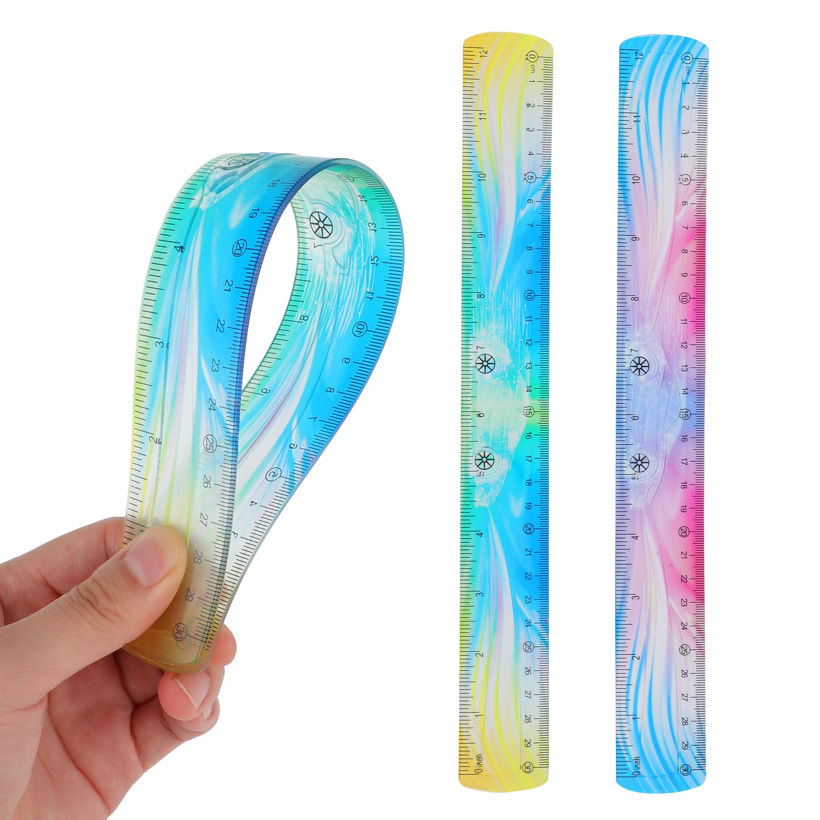 Grevosea Set 2 Righelli Flessibili Da 30 Cm - Morbidi, Pieghevoli, Infrangibili Per Scuola E Ufficio - Foto 8