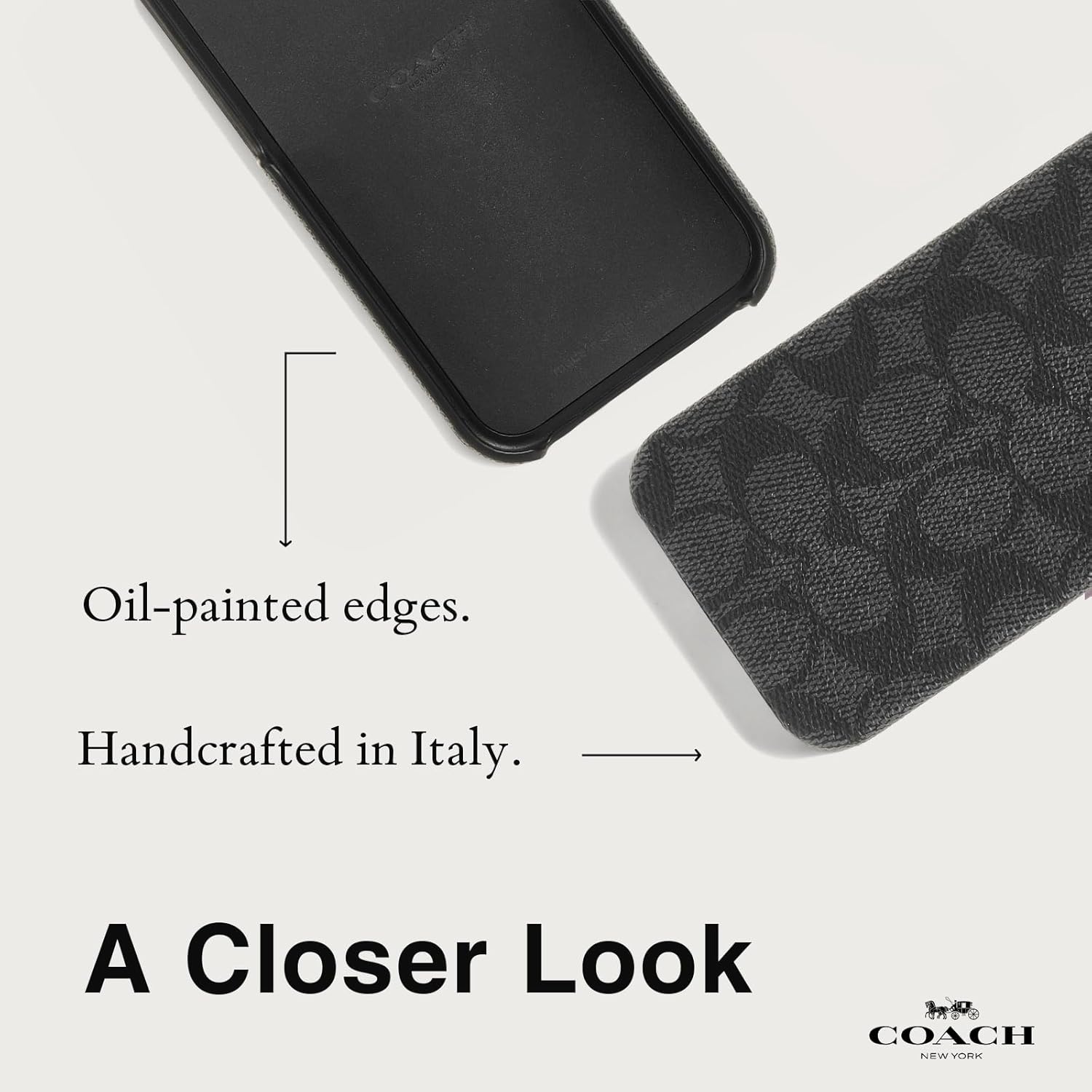 Coach Signature Canvas Slim Wrap iPhone 15 Plus Case, Compatible with Wireless Charging - Signature Charcoal