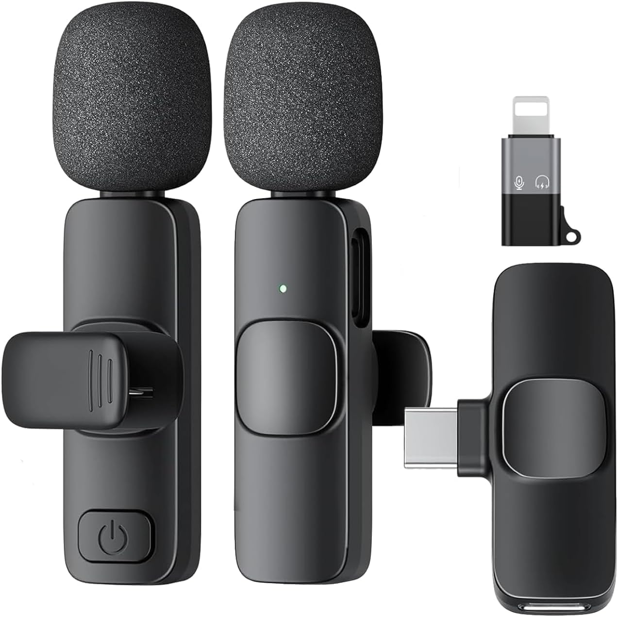 Wireless Lavalier Microphone 2 Pack for iPhone/Android, Lapel Mini Mic Plug and Play Noise Reduction, Clip on Microphone for Video Recording Interview Podcast Tiktok YouTube Vlog