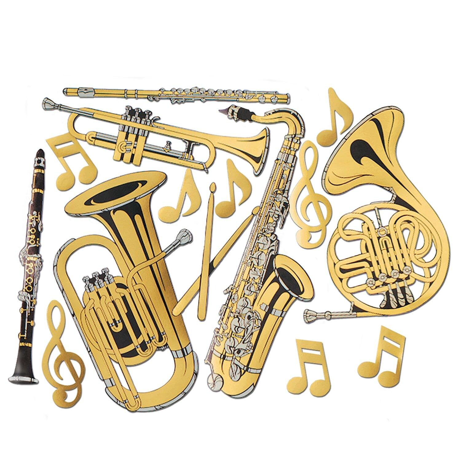 Beistle A Creation Gold Foil Musical Instrument Cutouts (15/Pkg)