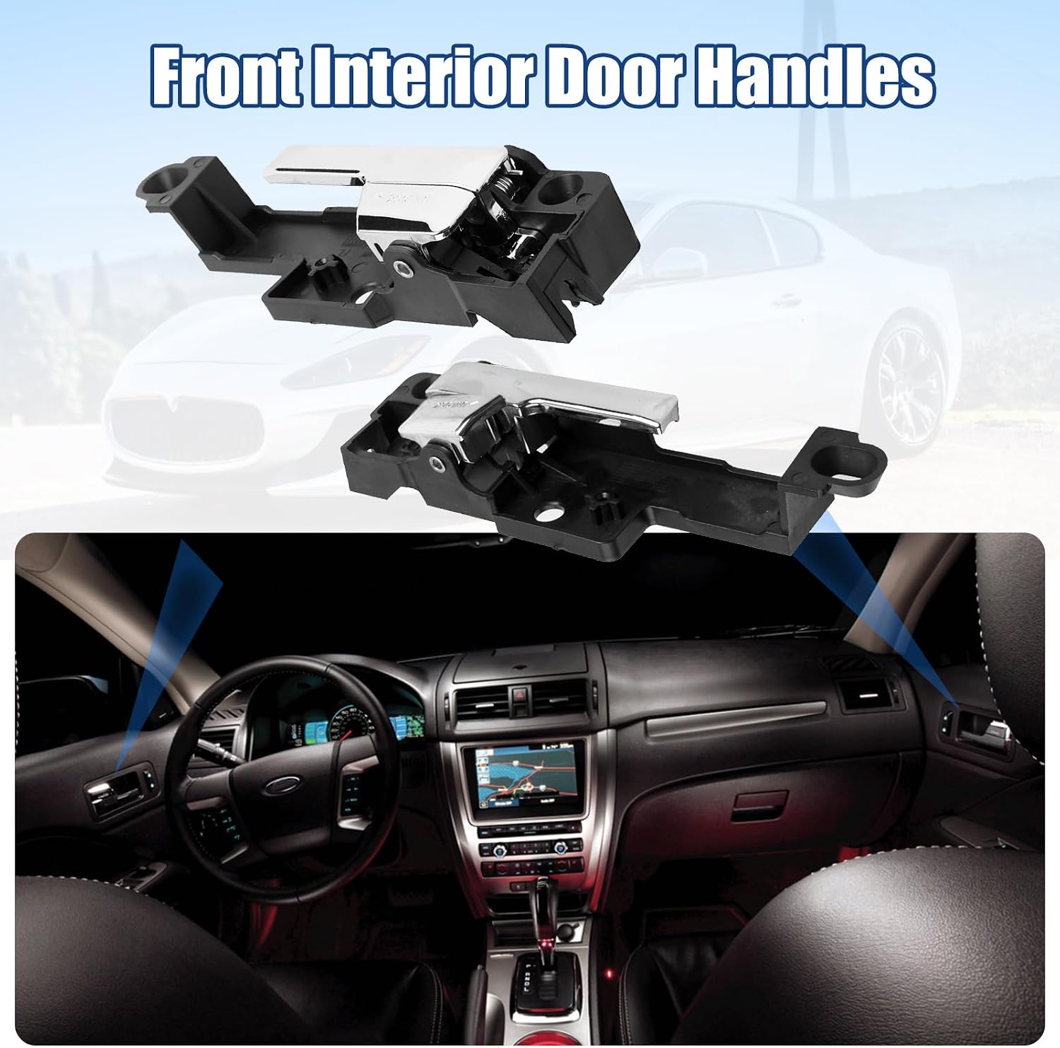 NPAUTO Interior Door Handle Front Driver Passenger Side Pair Replacement for Ford Fusion 2006 2007 2008 2009 2010 2011 2012, 06-11 Mercury Milan, 07-12 Lincoln MKZ, 6E5Z5422601A
