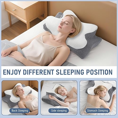 Miniatura 6 de Almohada cervical para cuello y hombros, almohadas ergonómicas de apoyo para el cuello para dormir con alivio del dolor, almohada de espuma