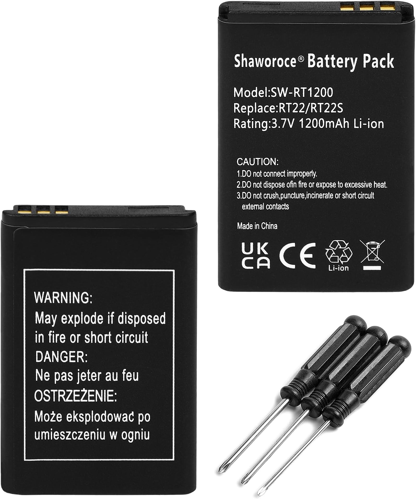 2X 1000mAh Battery Compatible with Retevis RT22 RT22S RT15 RT19 WLN KD-C1 Li-ion Rechargeable Battery-Pack 3.7V