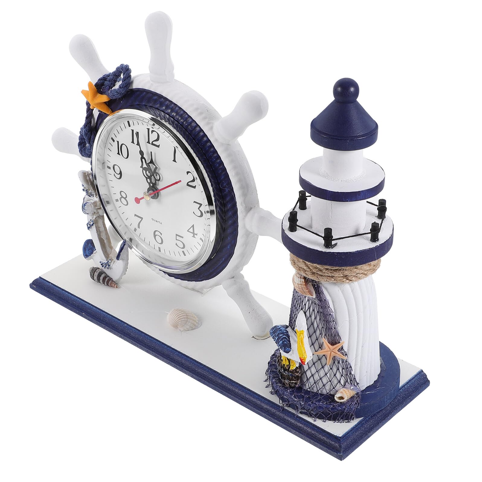Horloge de bureau style phare bois déco intérieure marine silencieuse