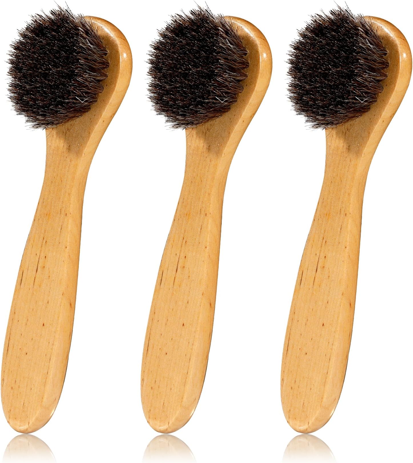 Shoe Brush, Boot Brush, 3 Pieces Horse Hair Brush for Leather, Shoe Brushes for Cleaning, Shoe Polish Brush, Horsehair Shoe Brush Leather Shoes Boot Cleaning Brush Care Clean Dauber Applicators