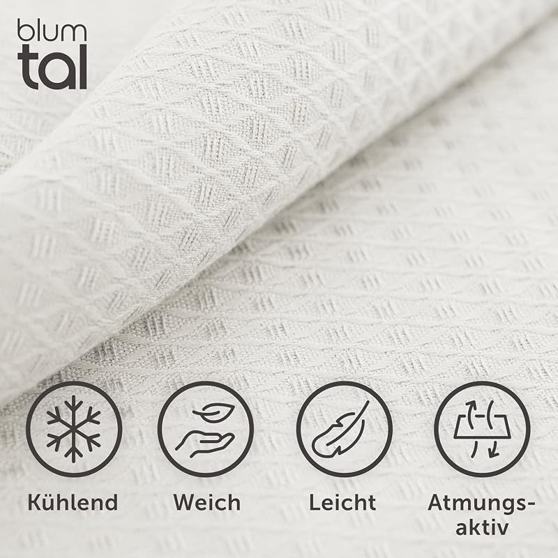Blumtal Bambusz Hűsítő Takaró 150x200cm - Nyári Ágytakaró, Fehér - Bőrbarát, Könnyű, Légáteresztő - Oeko-Tex Tanúsított - Utazáshoz, Kanapér