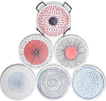 Coasters for Drinks, Absorbent Coasters Set of 6 Heat & Water Resistant Reusable Durable Saucers for Bar Glass Cup / Mug Coffee Ceramic Coasters Housewarming Gift for Home Decor Orange