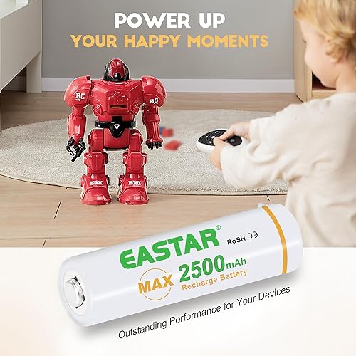 Miniatura 7 de EASTAR BTS Baterías recargables AA  Batería doble A de 1.2 V 2500 mAh de alta capacidad para el hogar y al aire libre, 1000 ciclos de larga