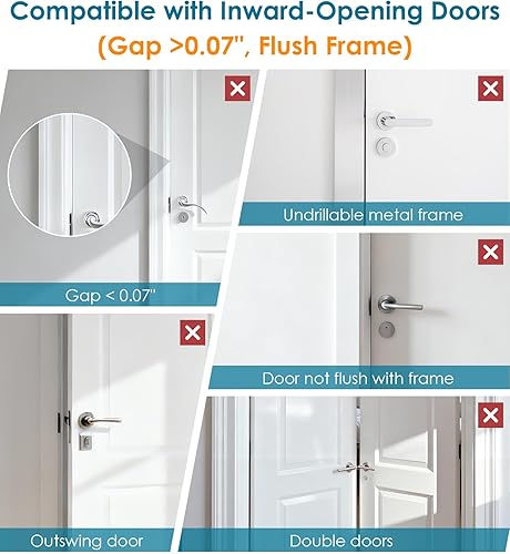 Miniatura 5 de Cerradura de refuerzo de puerta para puerta delantera, pestillo de seguridad superior de la puerta a prueba de niños, cerradura de puerta extra