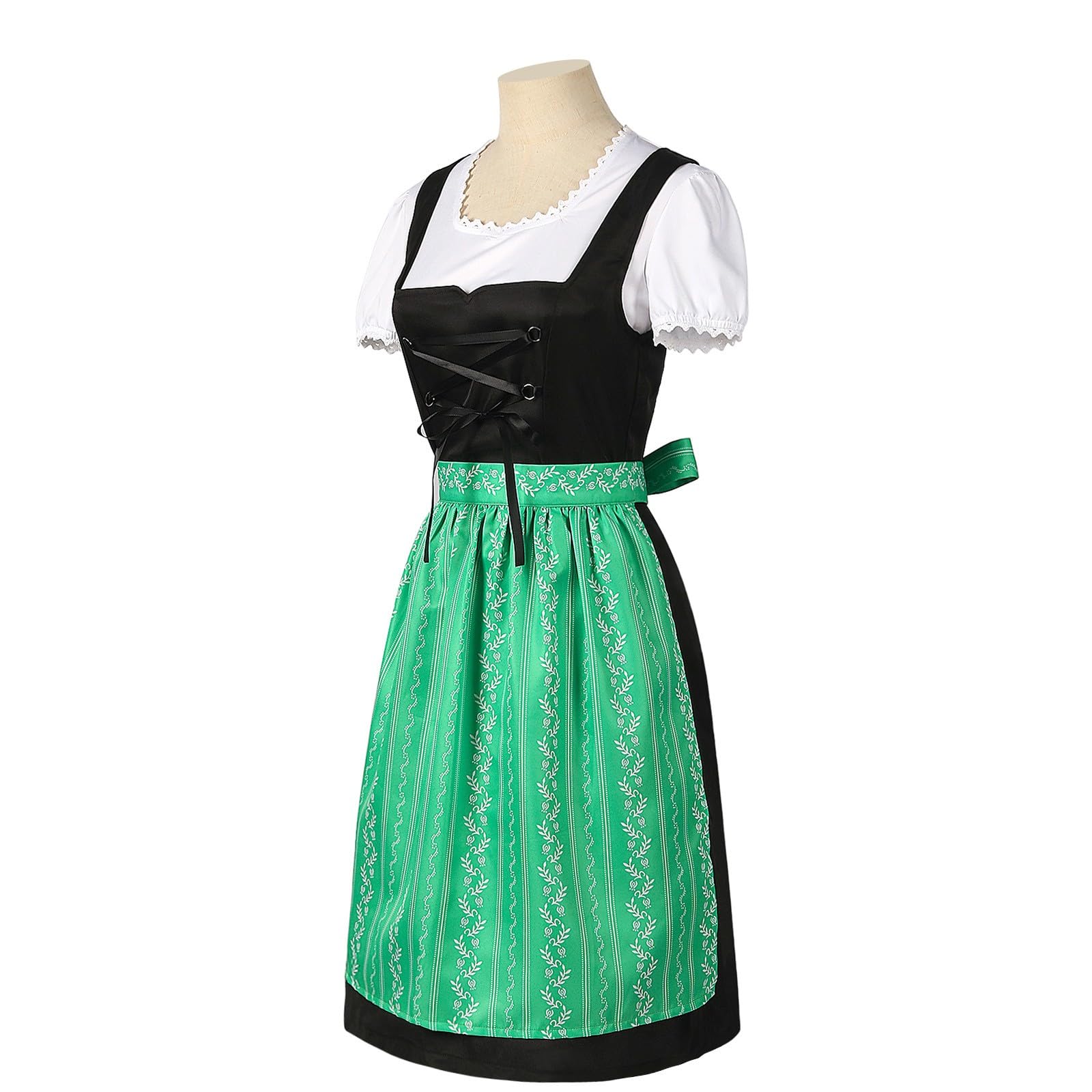 Generisch Damen Midi Dirndl Elegante Trachtenkleid, Trachtenkleid Trachtenmode Dirndlkleid Mit Spitze Kleider - Elegant Oktoberfest-Dirndl Dirndlbluse für Oktoberfest