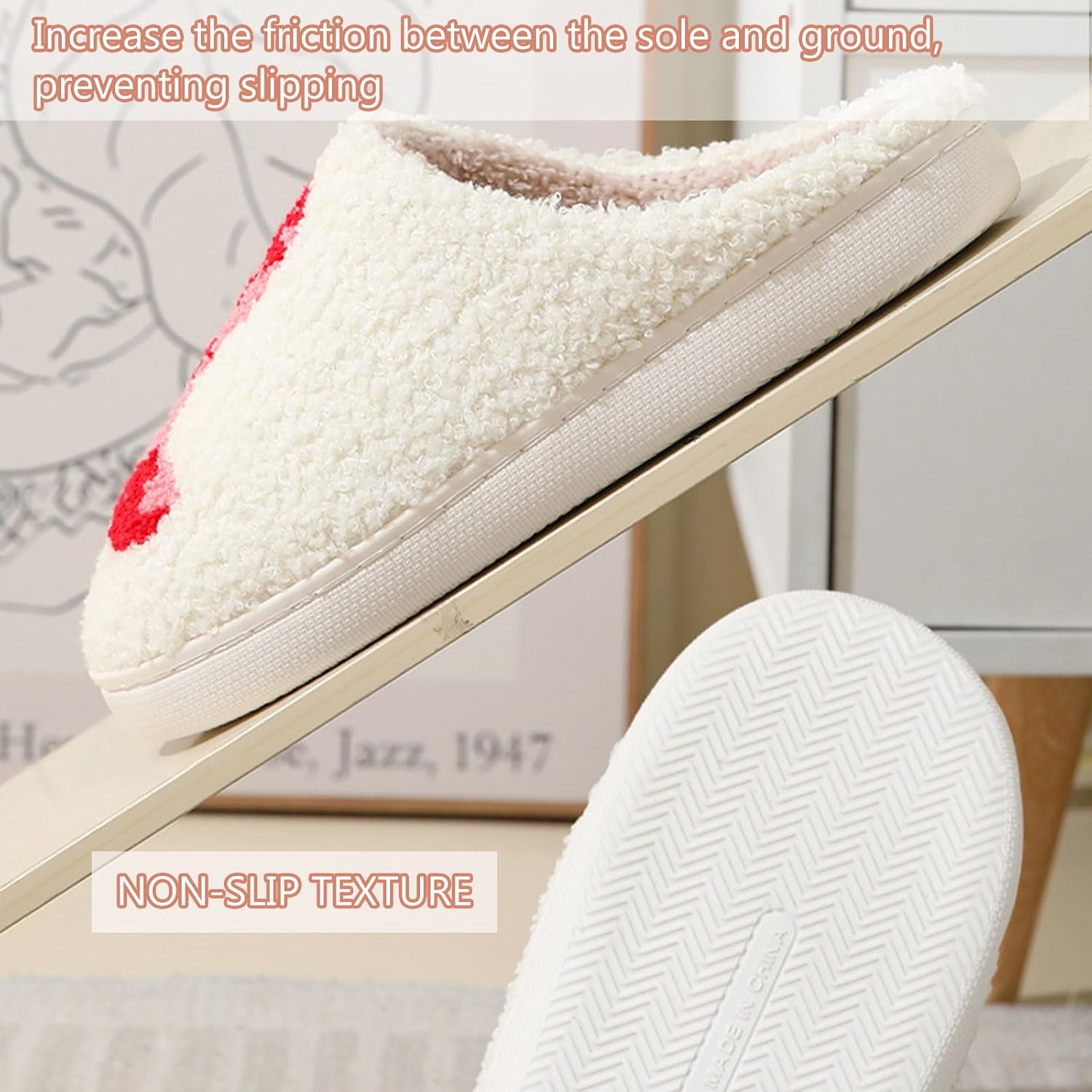 Cartoon Slippers for Womens Mens Cute Cozy Plush Warm Slip-on House Shoes for Indoor and Outdoor Meet Me at Midnight Strawberry Mushroom Evil Eyes Love Heart Slippers image 5