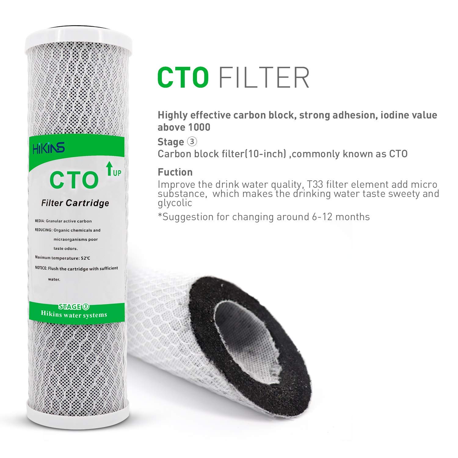 10 Zoll 5-Stufen Umkehrosmose Wasserfilter Ersatzset, 4-teilig Universal Filter Set PP, GAC, CTO, T33 für Küche unter Spüle RO-Anlage, Hochleistungsfilter gegen Chlor & Wasser Verunreinigungen