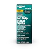 Amazon Basic Care No Drip Severe 12 Hour Nasal Decongestant Pump Mist, Steroid Free, Maximum Strength Plus Menthol 1 fl oz (Pack of 1)