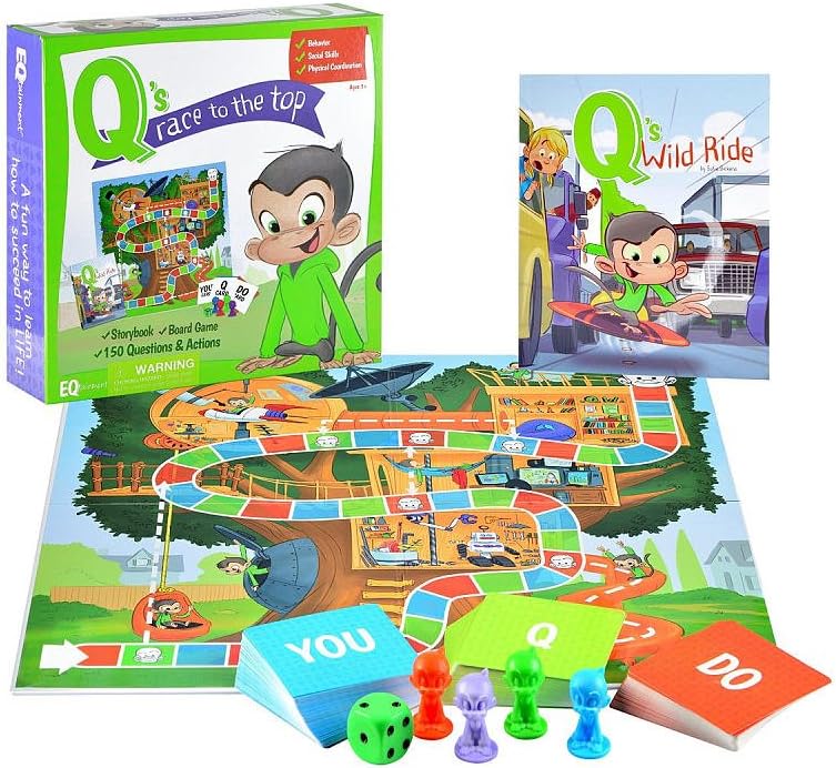 Qโs Race to The Top Educational Board Game with Book: Social Skills, Manners, and Better Behavior!