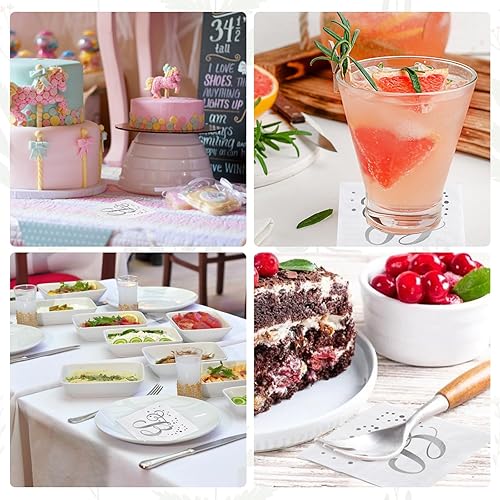 Miniatura 7 de Paquete de 200 servilletas desechables con monograma de papel de aluminio plateado con letra B, servilletas de bebidas iniciales para bodas, fiestas